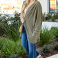 Seagrass Waffle Knit Drop Shoulder Open Front Pocketed Plus Size Cardigan