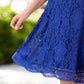 Blue Plus Size Half Sleeve Lined Lace Midi Dress