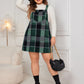 Plus Size Plaid Wide Strap Overall Dress