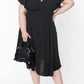 Black Plus Size Flutter Sleeve V Neck Midi Dress