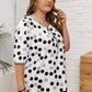 Plus Size Polka Dot Round Neck Half Sleeve Blouse