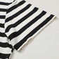 Black Plus Size Striped Print Long T-shirt Dress