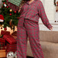 Red Plaid Printed Shirt and Pants Plus Size Lounge Set