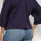 Plus Size Cutout Three-Quarter Sleeve Blouse