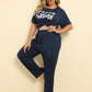 Plus Size PEACE FOREVER Short Sleeve Top and Pants Set