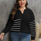 Plus Size Striped V-Neck Sweater