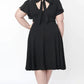 Black Plus Size Flutter Sleeve V Neck Midi Dress