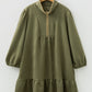 Jungle Green Plus Size Textured Contrast Trim Quarter Zip Bracelet Sleeve Mini Dress