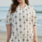 Apricot Bow Printed Puff Sleeve Ruffled Plus Size Mini Dress