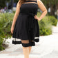 Black Plus Size Mesh Panel Skater Dress