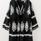 Black Plus Size Western Floral Print Fringed V Neck Dress