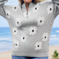 Gray Plus Size Embroidered Floral Pattern Half Zip Sweater