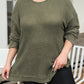 Moss Green Plus Size Textured Knit Long Sleeve Top