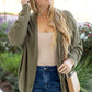 Seagrass Waffle Knit Drop Shoulder Open Front Pocketed Plus Size Cardigan