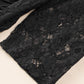 Black Lace Patchwork 3/4 Sleeve Pleated Plus Size Dress