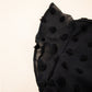 Black Dotty Textured Notched Neck Plus Ruffled Dress
