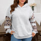 Light Grey Camouflage Patchwork Asymmetric Sleeve Plus Size Hoodie