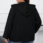 Black Plus Size Bishop Sleeve Zip Up Hooded Jacket