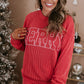 Racing Red MERRY Ribbed Knit Long Sleeve Lace-up Waist Plus Size Set