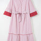 Red Stripe Plus Size Ruffled Hem Pinstriped Midi Dress