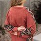 Redwood Burl Aztec Patchwork Drop Shoulder Plus Size High Low Sweatshirt