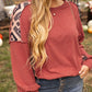 Redwood Burl Aztec Patchwork Drop Shoulder Plus Size High Low Sweatshirt