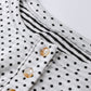 Beige Plus Size Dot Print Striped Patchwork Long Sleeve Henley Top
