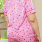 Pink Valentine Heart Shape Print Plus Size Sleepwear