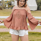 Plus Size Frill Square Neck Long Sleeve Blouse