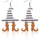 Multicolour Halloween Striped Witch Hat & Boots Earrings