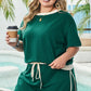 Evergreen Plus Size Contrast Trim T Shirt and Skirt Two Piece Set