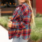 Red Plus Size Plaid Print Buttoned Shirt