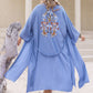 Plus Size Embroidered Tied Open Front Cover Up