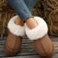 Chestnut Plush Suede Trim Thick Sole Flat Snow Boots