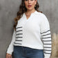 Plus Size Striped V-Neck Sweater