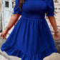 Plus Size Smocked Square Neck Short Sleeve Dress