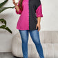 Honey Plus Size Contrast Color Roll-Tap Sleeve Shirt