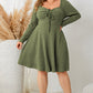 Honey Plus Size Sweetheart Neck Long Sleeve Ribbed Dress