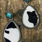 Black Cow Print Turquoise Drop Earrings