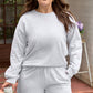 Light Grey Girly Bow Embroidered Puff Sleeve Pullover Loose Shorts Plus 2pcs Outfit