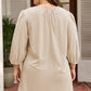 Parchment Notched Neck Scallop Detail Plus Size Mini Dress