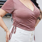 Plus Size Ruched Tied Surplice Blouse