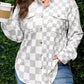 Khaki Plus Size Checkered Buttoned Down Casual Western Jacket