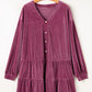 Meadow Mauve Plus Size Textured Velvet Tiered Buttons Tiered Dress