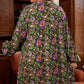 Green Plus Size Floral Print Collared V Neck Loose Mini Dress
