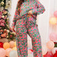 Green Plus Size Printed Long Sleeve and Pants Lounge Set