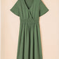 Four Leaf Clover Surplice Neckline Shirred High Waist Plus Size Maxi Dress