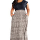 Black Plus Size Rib Leopard Short Sleeve Maxi Dress