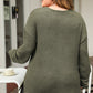 Moss Green Plus Size Textured Knit Long Sleeve Top