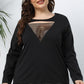 Plus Size Cutout Front Long Sleeve T-Shirt